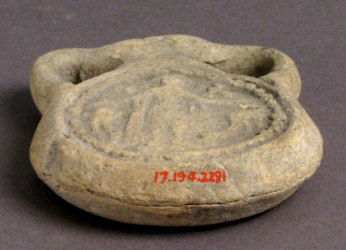 Ampulla (Flask) of Saint Menas, Earthenware, molded, Byzantine (Egypt)
