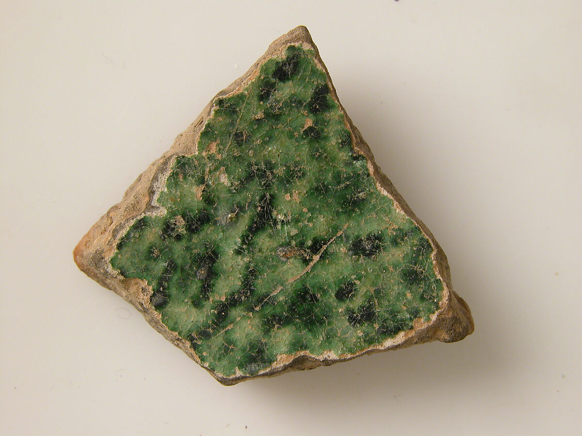 Pottery Fragment, Earthenware, glazed (faience), Coptic 