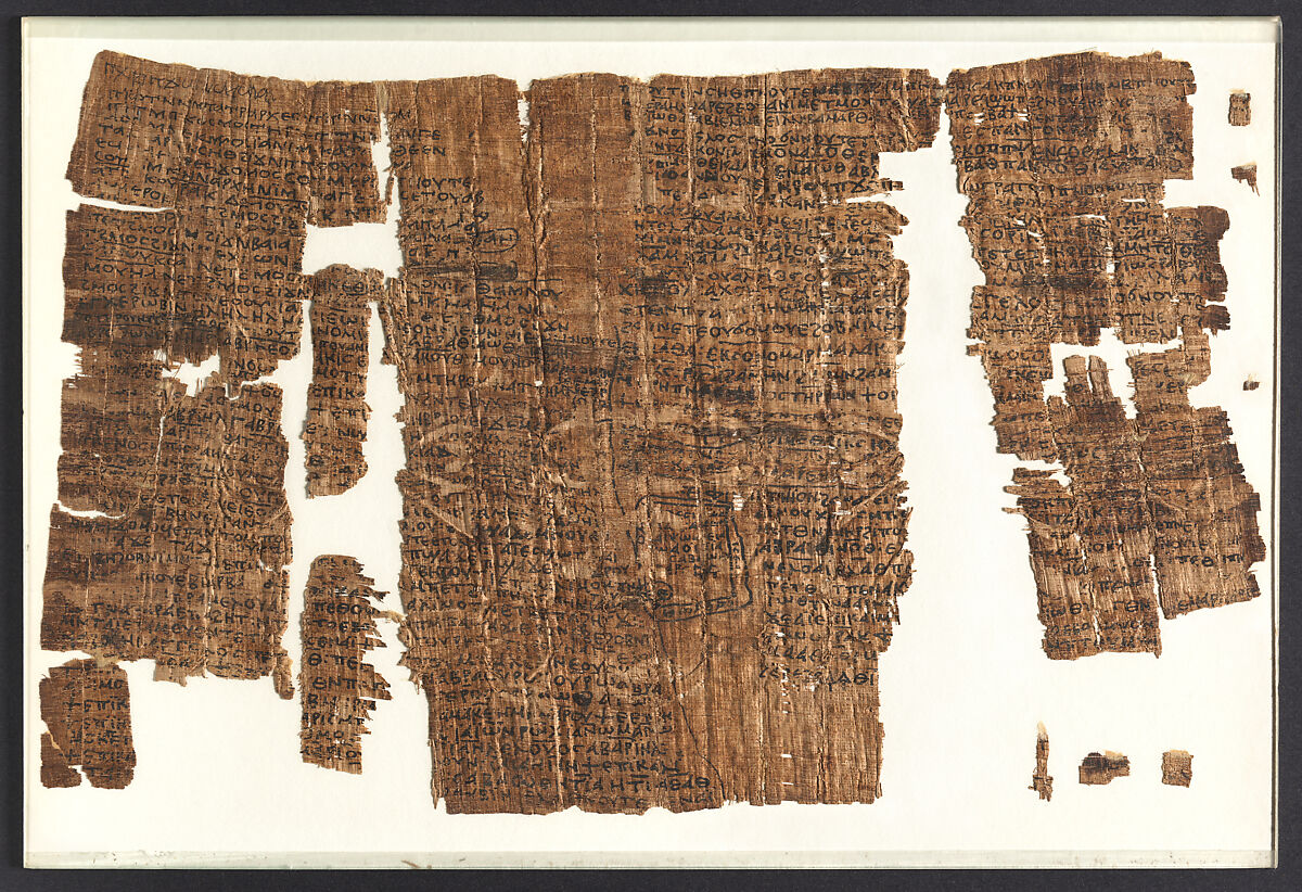 Papyrus Fragments with Seth on Mount Sinai, Papyrus with ink, Coptic 