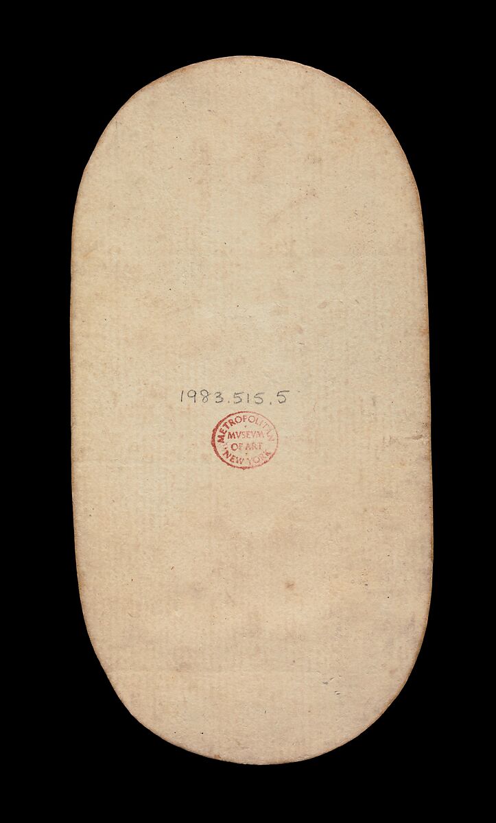 9 of Horns, from The Cloisters Playing Cards, Paper (four layers of pasteboard) with pen and ink, opaque paint, glazes, and applied silver and gold, South Netherlandish