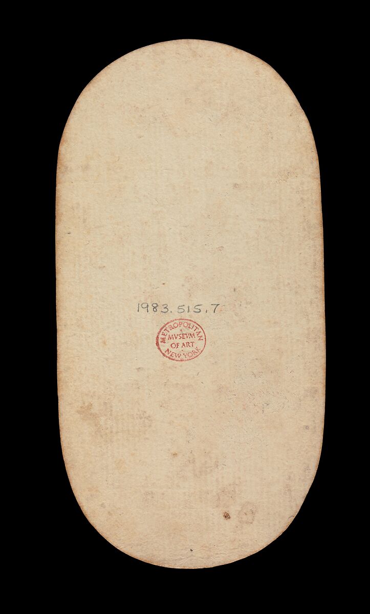 7 of Horns, from The Cloisters Playing Cards, Paper (four layers of pasteboard) with pen and ink, opaque paint, glazes, and applied silver and gold, South Netherlandish