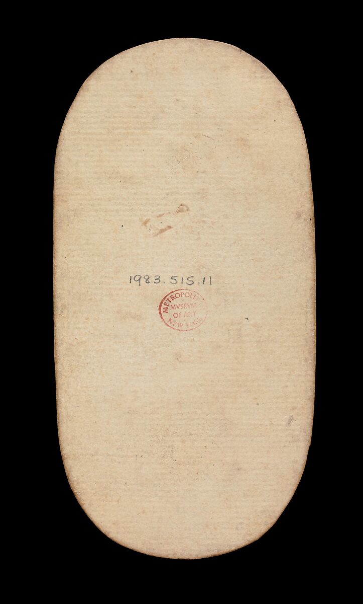 3 of Horns, from The Cloisters Playing Cards, Paper (four layers of pasteboard) with pen and ink, opaque paint, glazes, and applied silver and gold, South Netherlandish