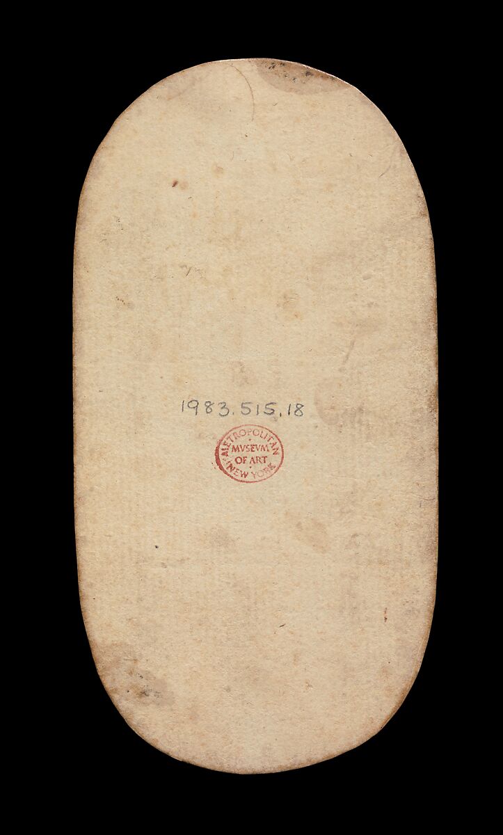 9 of Tethers, from The Cloisters Playing Cards, Paper (four layers of pasteboard) with pen and ink, opaque paint, glazes, and applied silver and gold, South Netherlandish