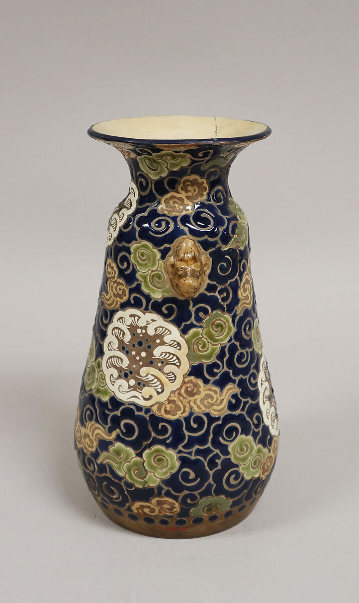 Vase, Faience covered with design in low relief and colored enamels (Kyoto ware), Japan