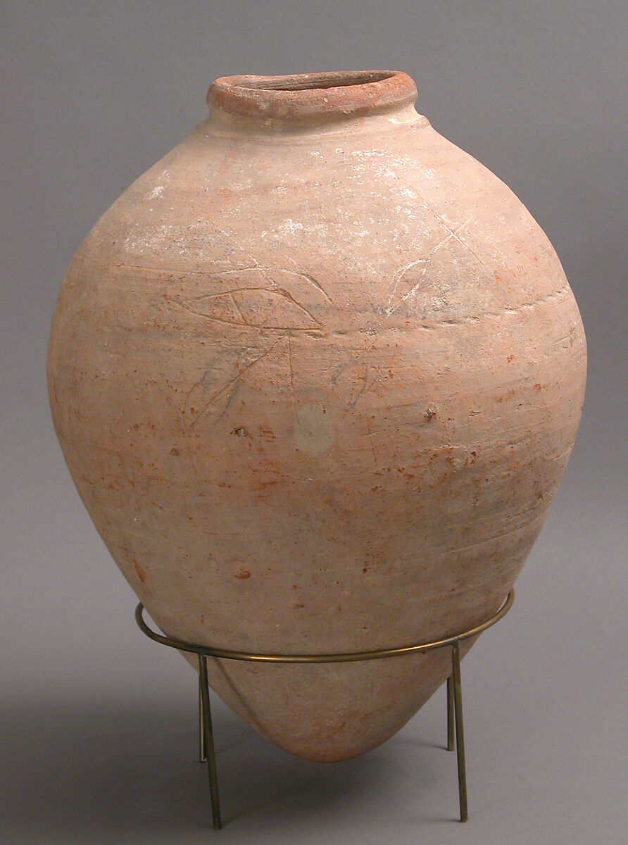 Jar, Earthenware, with rope impression, Coptic 