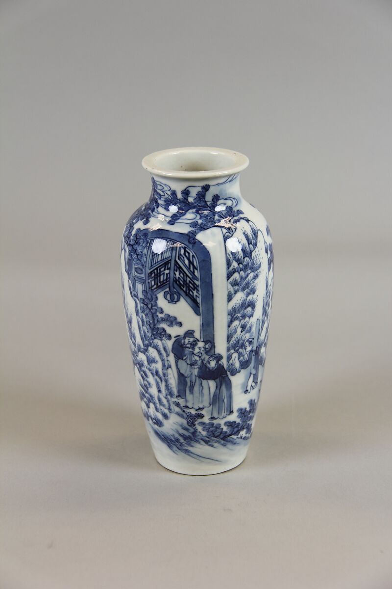 Vase with figures in a landscape, Porcelain painted in underglaze cobalt blue (Jingdezhen ware), China