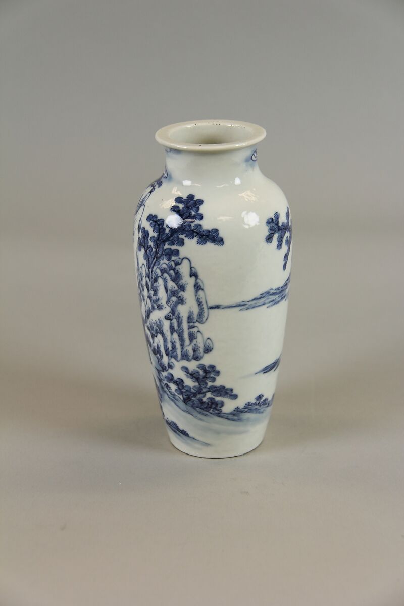 Vase with figures in a landscape, Porcelain painted in underglaze cobalt blue (Jingdezhen ware), China