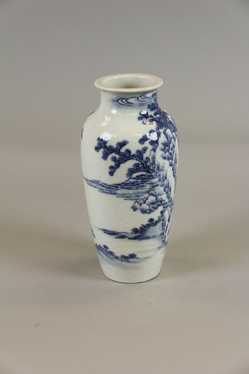 Vase with figures in a landscape, Porcelain painted in underglaze cobalt blue (Jingdezhen ware), China