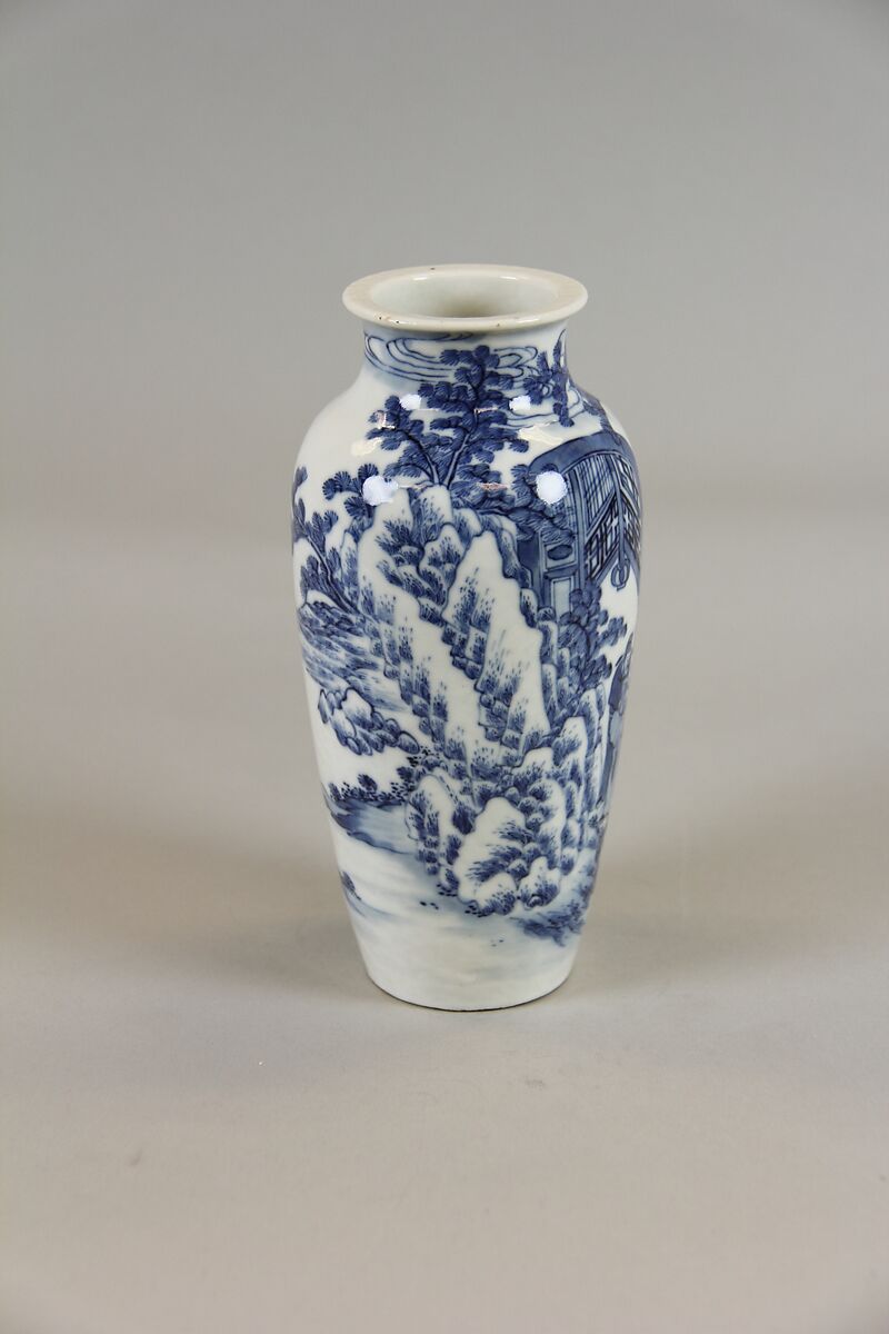 Vase with figures in a landscape, Porcelain painted in underglaze cobalt blue (Jingdezhen ware), China