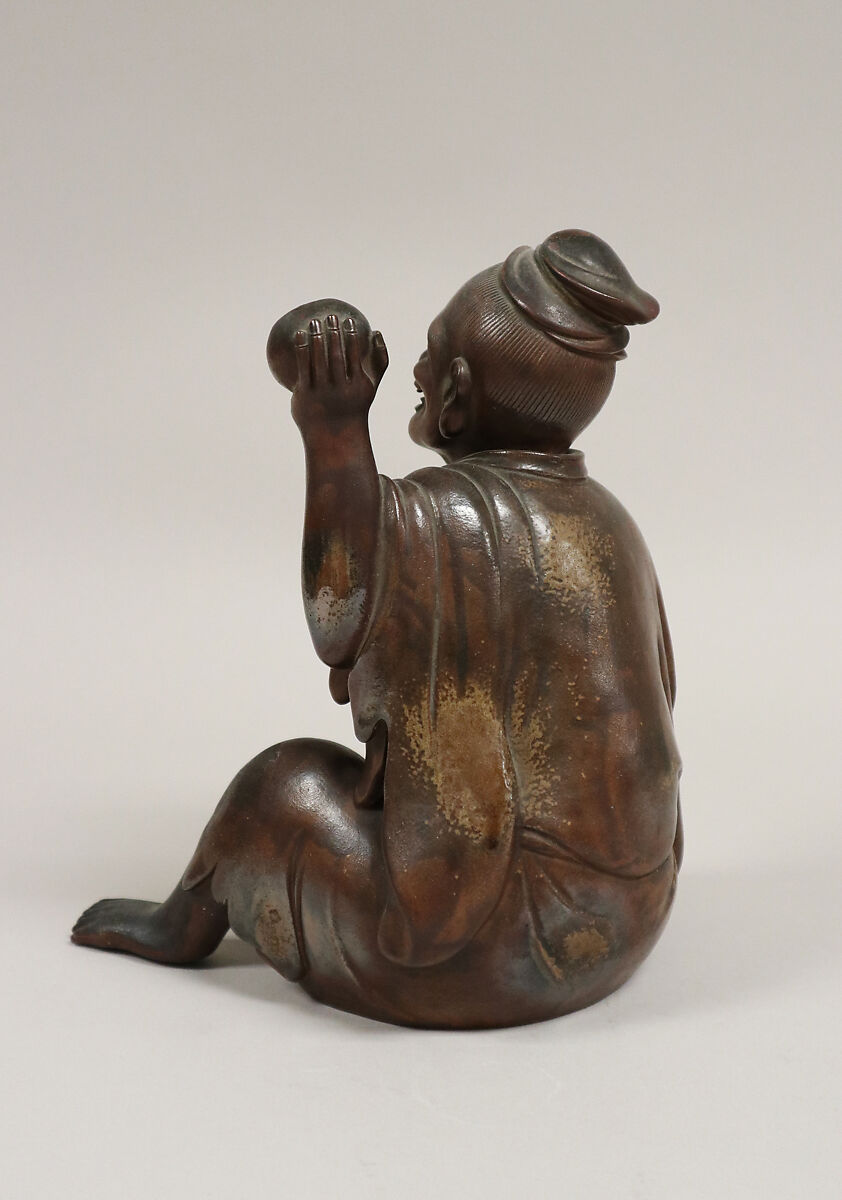 Seated genius (Sennin), Stoneware covered with thin glaze (Bizen ware), Japan