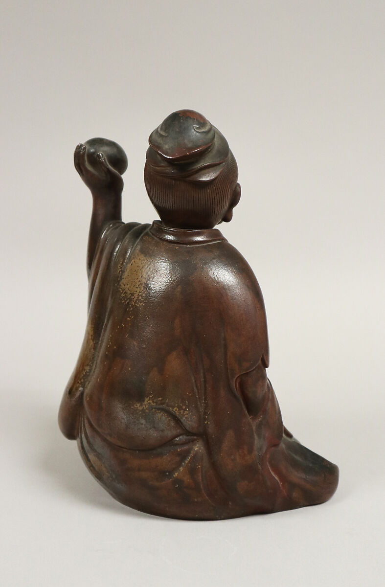Seated genius (Sennin), Stoneware covered with thin glaze (Bizen ware), Japan