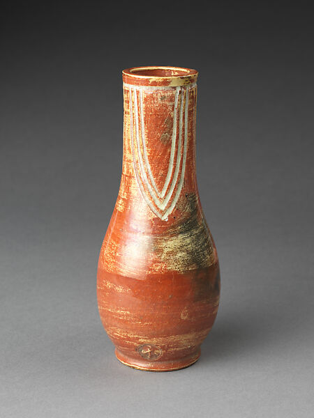 Ladle Stand (Hishaku-tate) with Ladle (Hishaku), Earthenware with white and red slip under lead glaze (Raku ware), Japan 