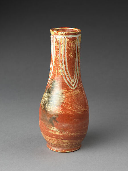Ladle Stand (Hishaku-tate) with Ladle (Hishaku), Earthenware with white and red slip under lead glaze (Raku ware), Japan
