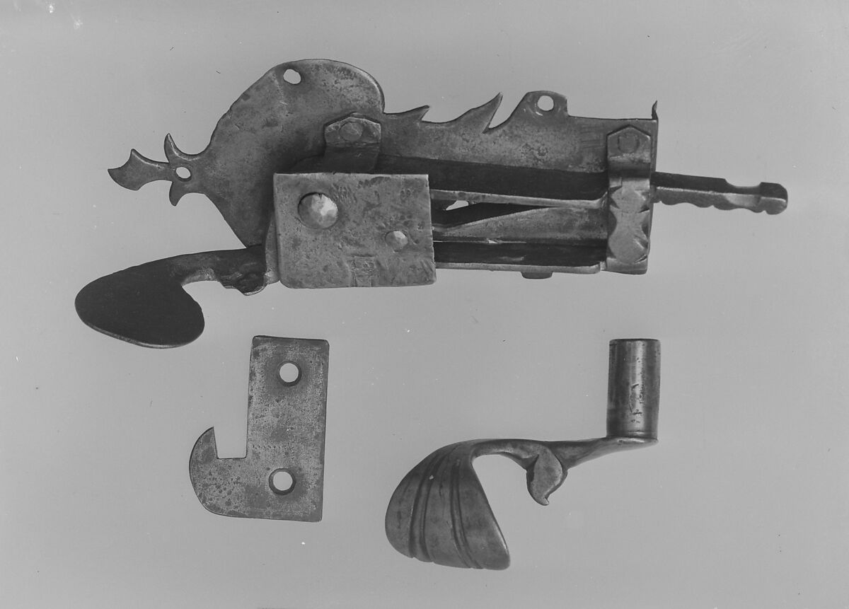 Latch Lock, Key, and Catch, Wrought iron, American 