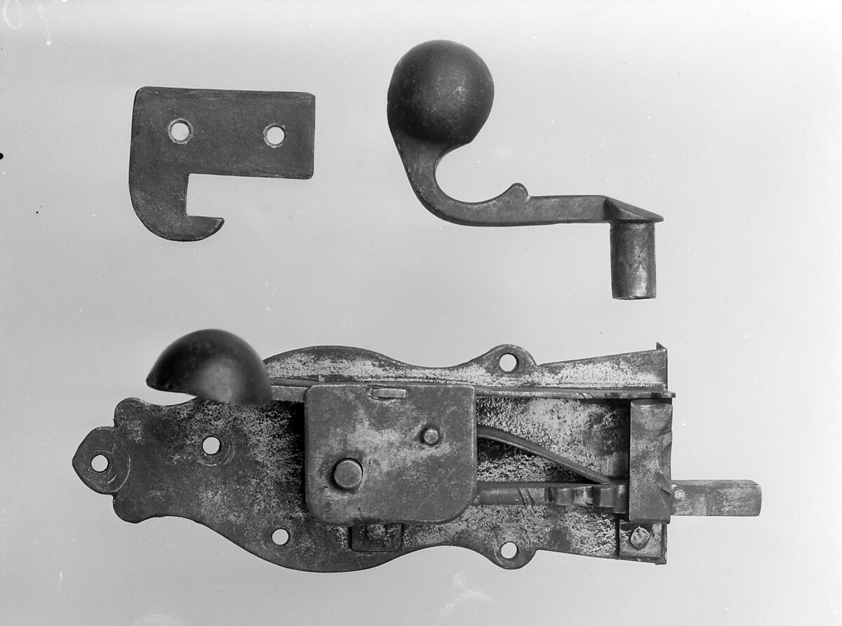 Latch Lock, Key, and Catch, Wrought iron, American 