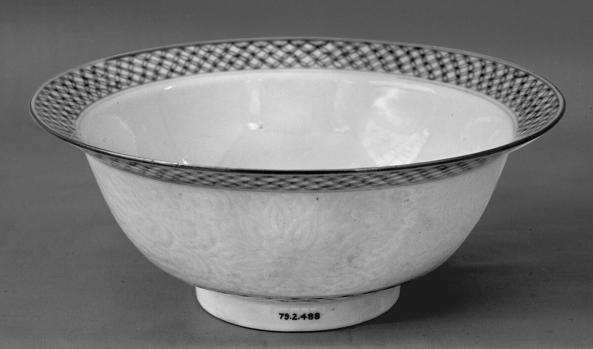 Bowl, Porcelain painted in underglaze cobalt blue, and with relief decoration (Jingdezhen ware), China 