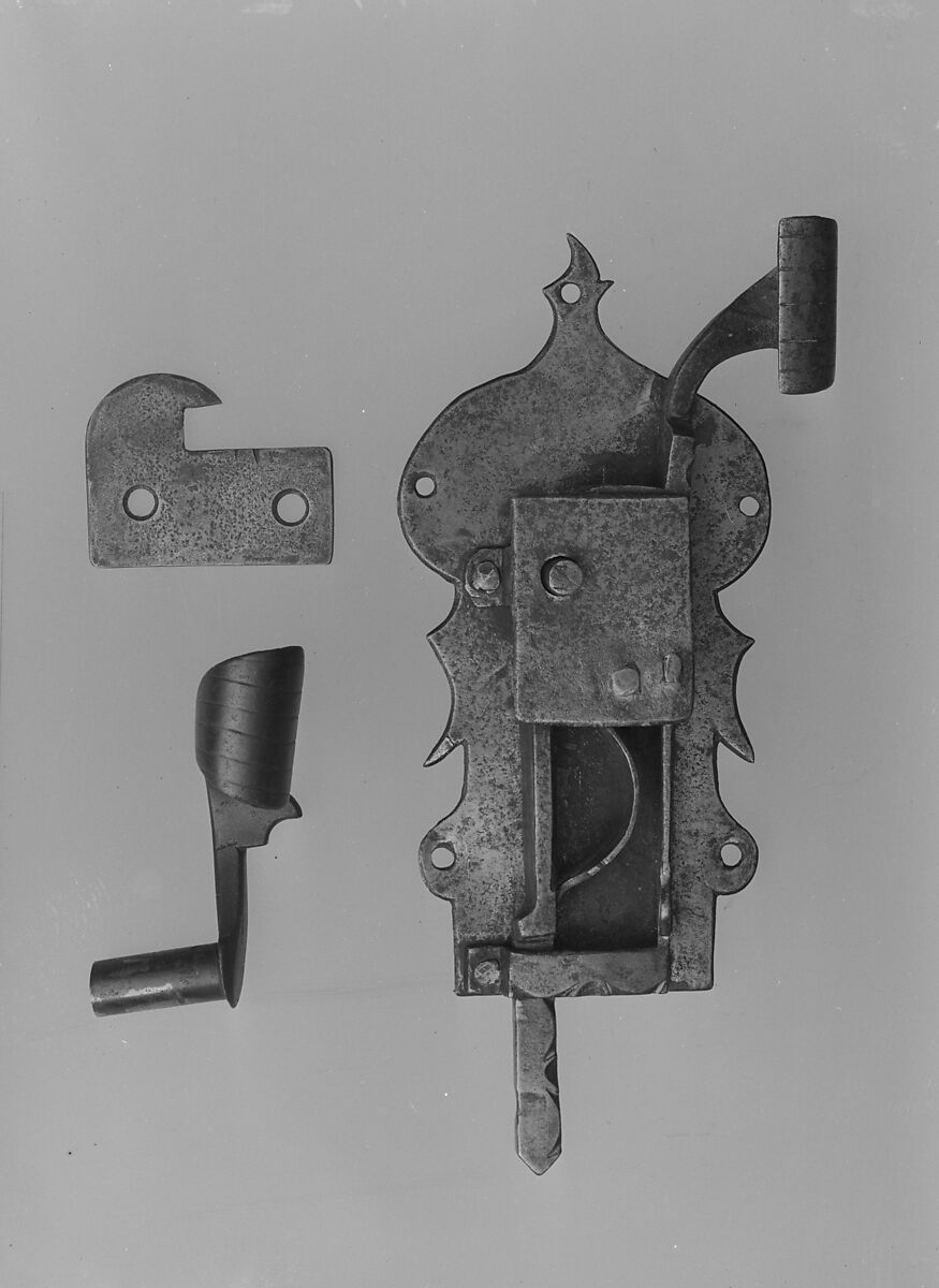 Latch Lock, Key, and Catch, Wrought iron, American 