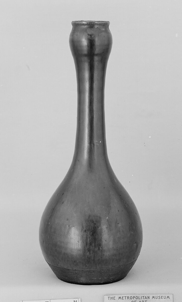 Wine Bottle, Clay covered with streaked glaze; left-handed itogiri (Seto ware), Japan 
