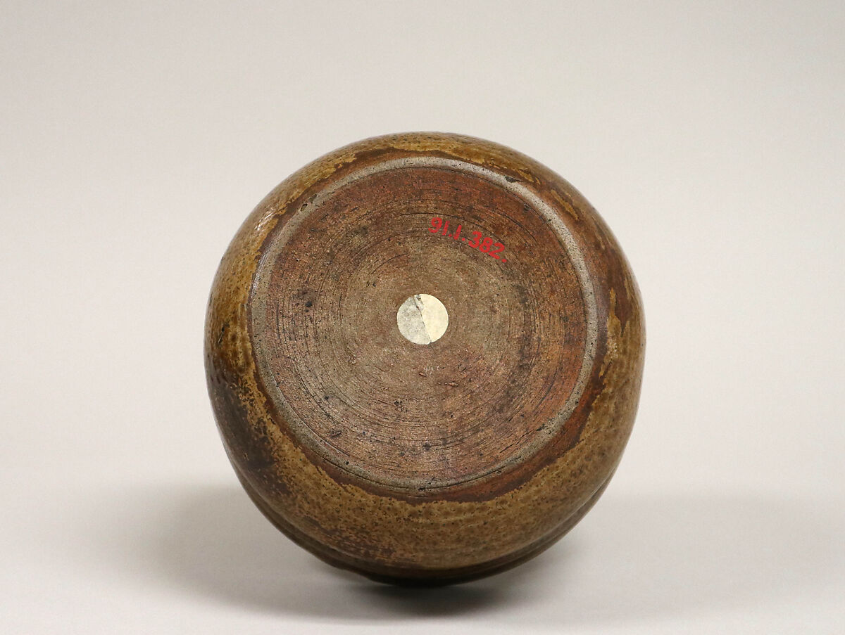 Bottle, Pottery moulded in the paste and covered with a mottled glaze (Takatori ware), Japan