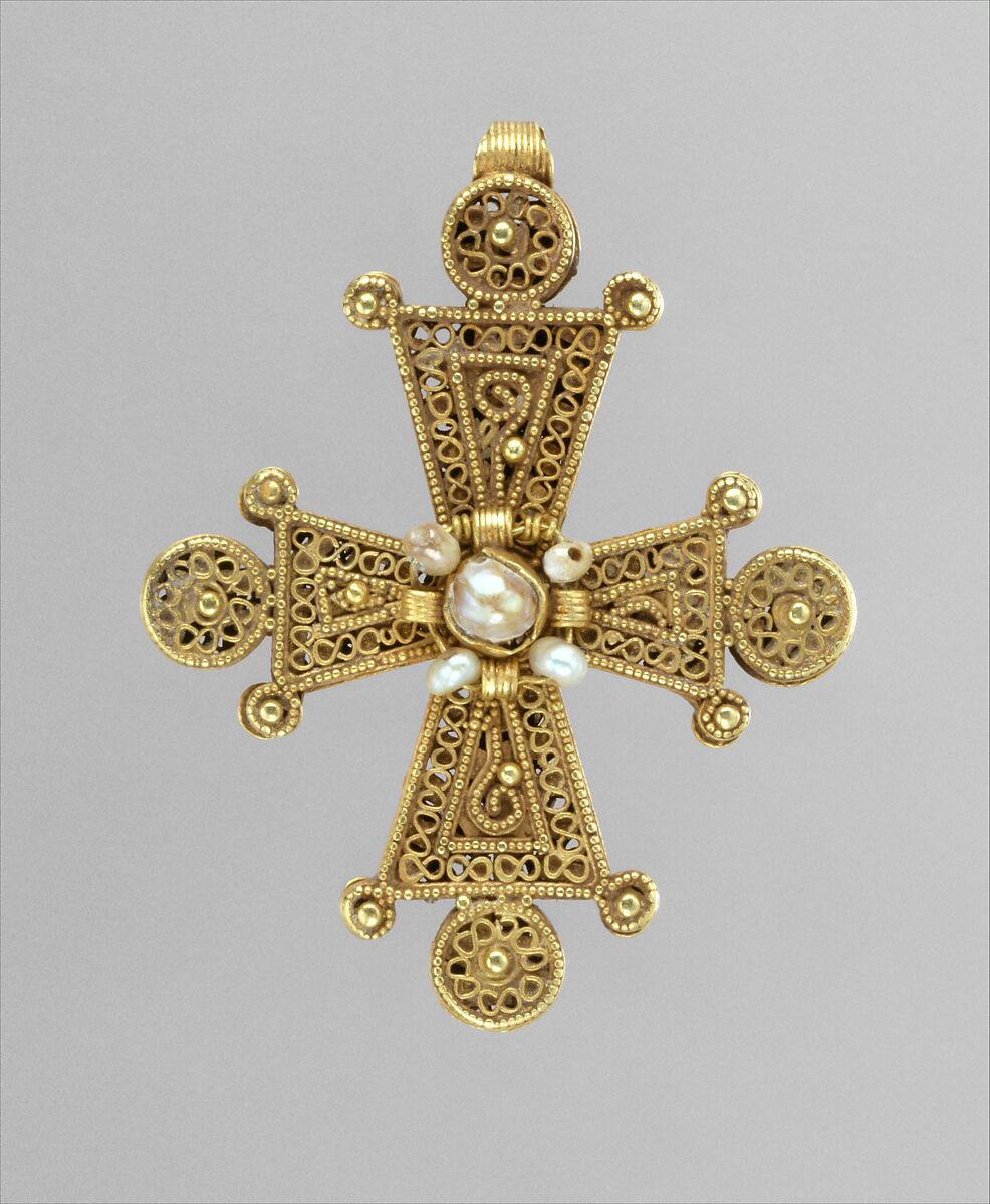 Cross with Pearls, Gold and pearls, Byzantine