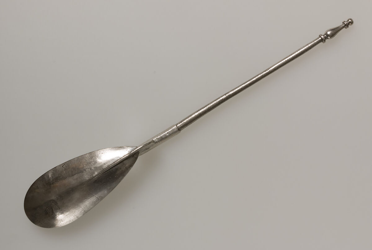 Silver Spoon, Silver, niello, traces of gilding, Byzantine