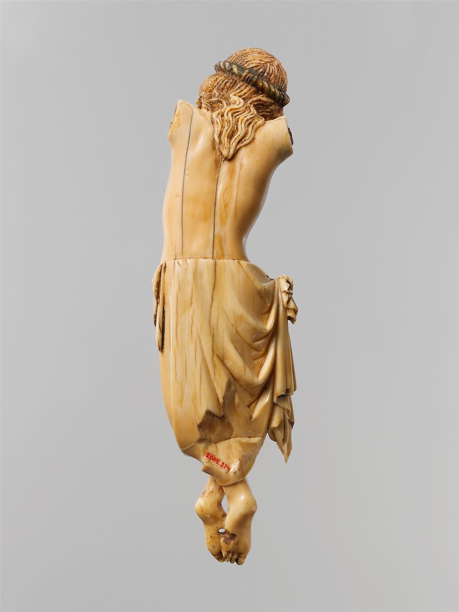 Crucified Christ, Walrus ivory with traces of paint and gilding, Northern European