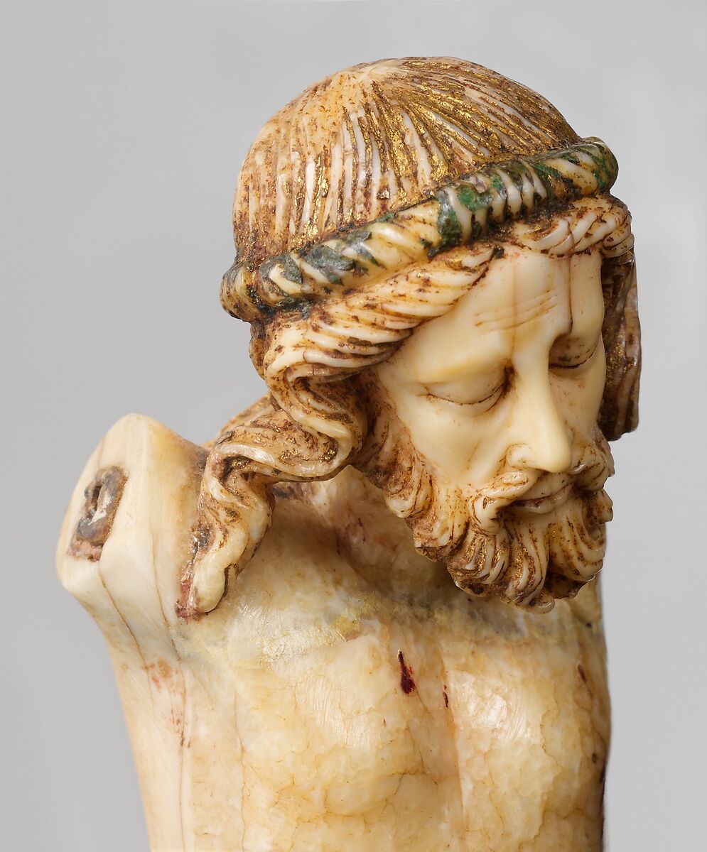 Crucified Christ, Walrus ivory with traces of paint and gilding, Northern European