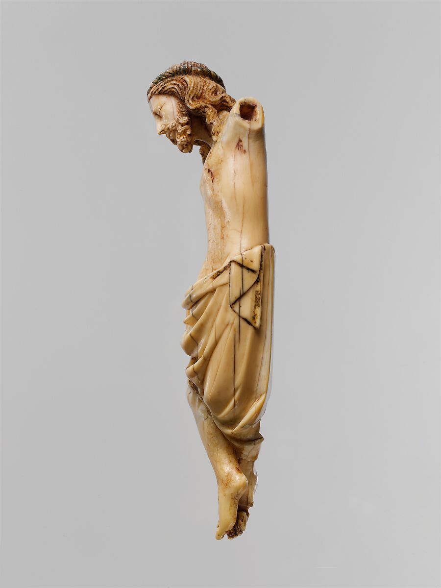 Crucified Christ, Walrus ivory with traces of paint and gilding, Northern European
