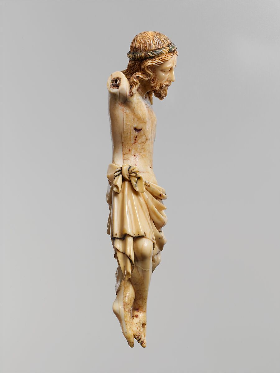 Crucified Christ, Walrus ivory with traces of paint and gilding, Northern European