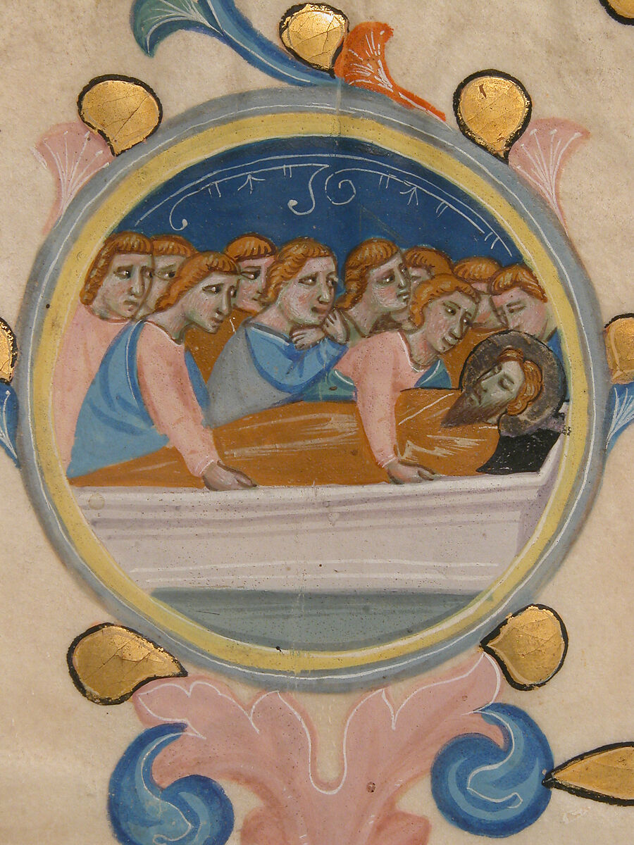 Manuscript Leaf with the Martyrdom of Saint Bartholomew, from a Laudario, Pacino di Bonaguida (Italian, active Florence 1302–ca. 1340), Tempera, gold, and ink on parchment, Italian