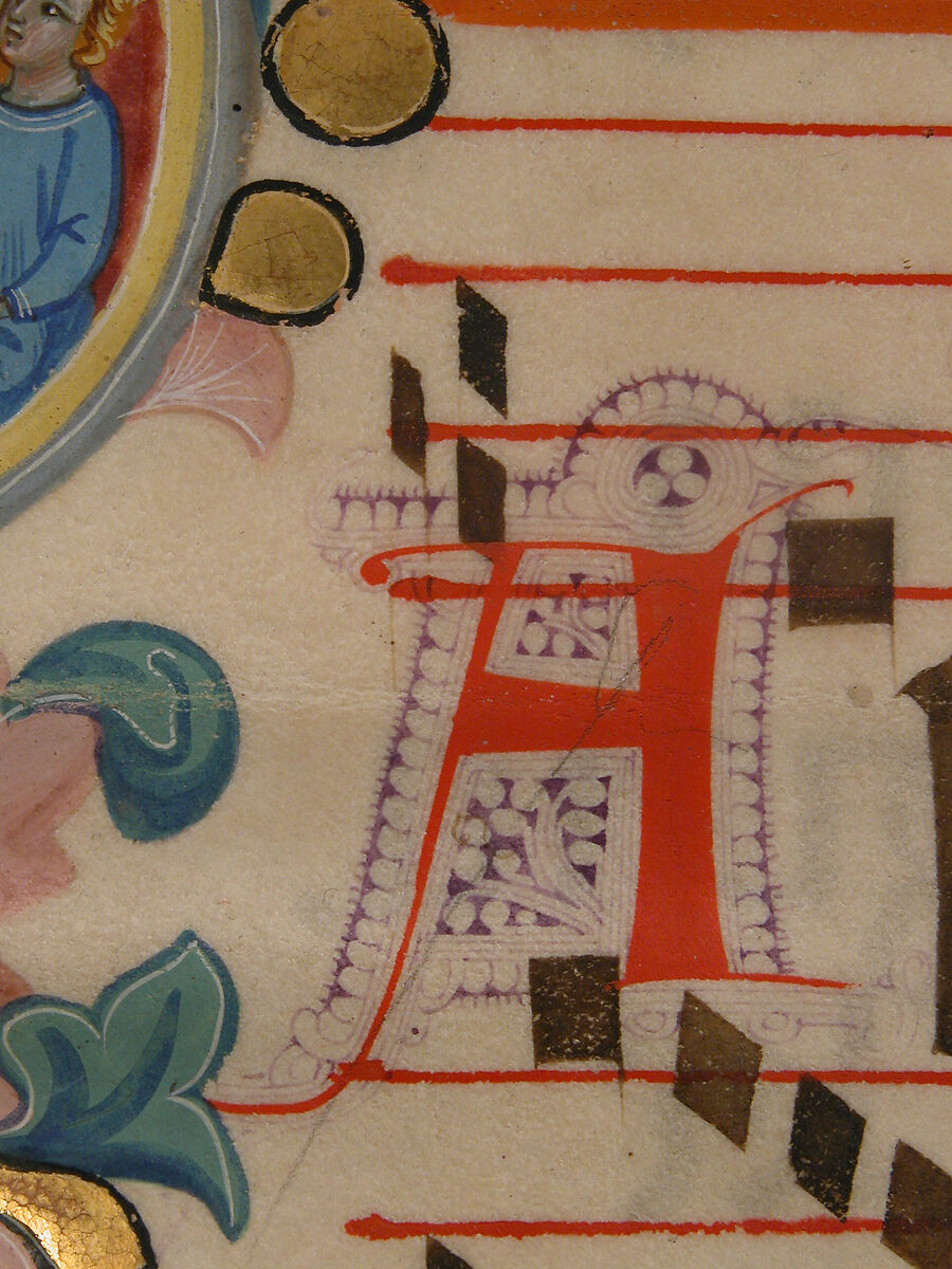 Manuscript Leaf with the Martyrdom of Saint Bartholomew, from a Laudario, Pacino di Bonaguida (Italian, active Florence 1302–ca. 1340), Tempera, gold, and ink on parchment, Italian