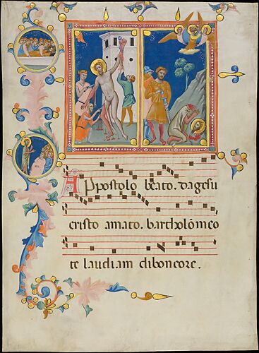 Manuscript Leaf with the Martyrdom of Saint Bartholomew, from a Laudario