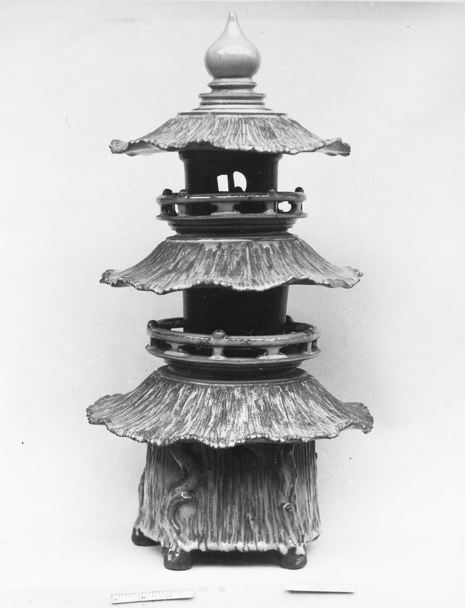 Lantern in Shape of a Pagoda, Pottery with moulded design covered with glaze (Takatori ware), Japan 