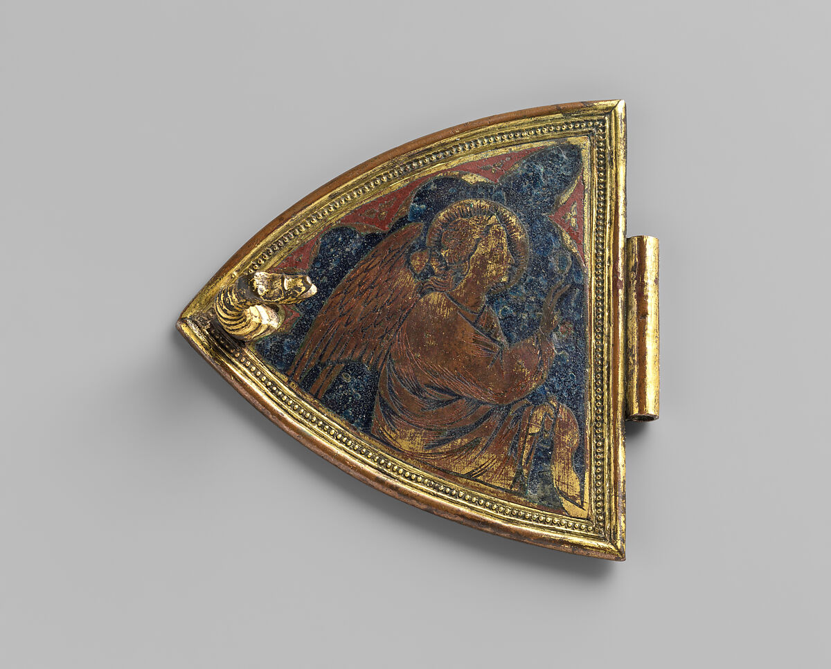 Angel from the Lid of an Incense Boat, Gilded copper, champlevé enamel, Italian 
