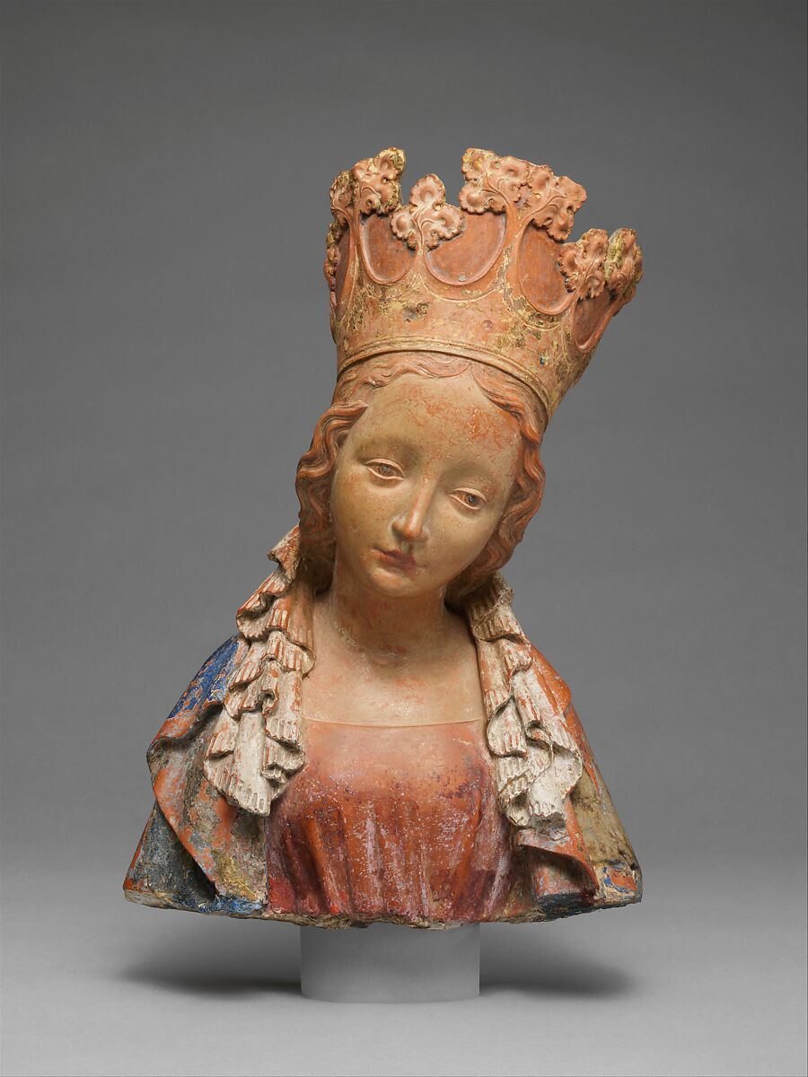 Bust of the Virgin, Terracotta with paint, Bohemian 