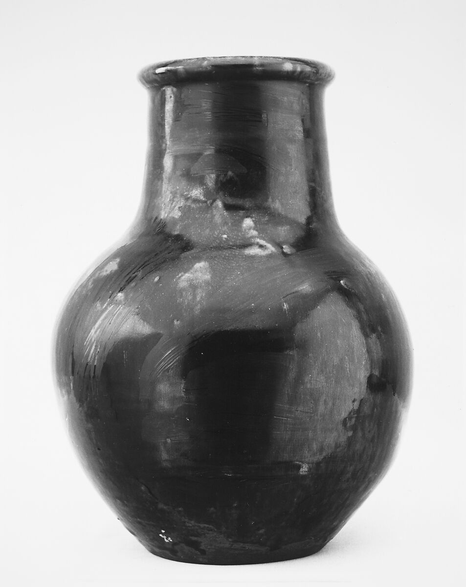Jar, Clay covered with black glaze over a reddish-brown glaze (Seto ware), Japan 