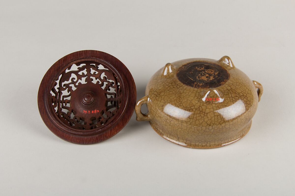 Incense Burner, Porcelain with a crackled coffee-brown glaze, China