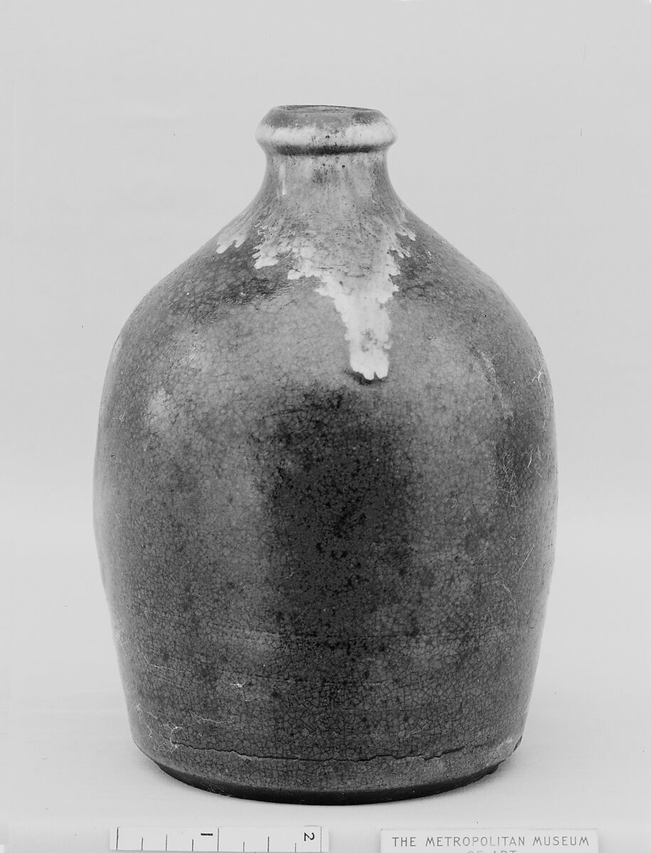 Oil Bottle, Clay covered with a crackled glaze (Seto ware), Japan 