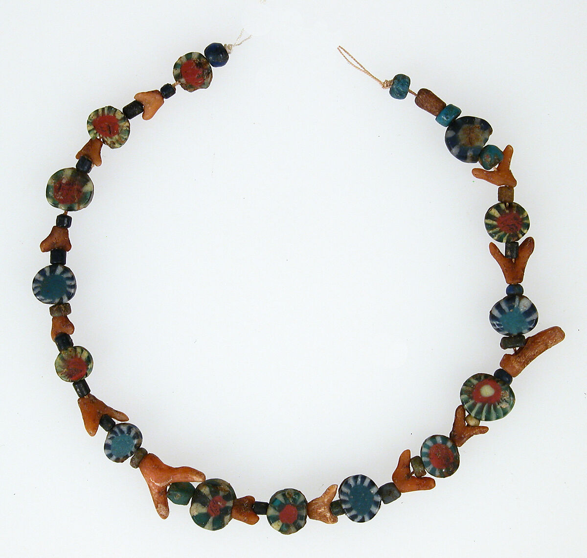 String of Beads, Glass, coral, Coptic 