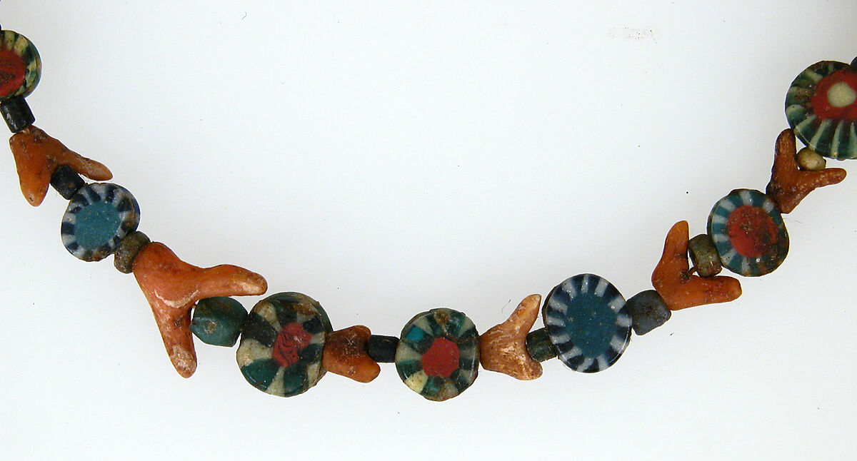 String of Beads, Glass, coral, Coptic