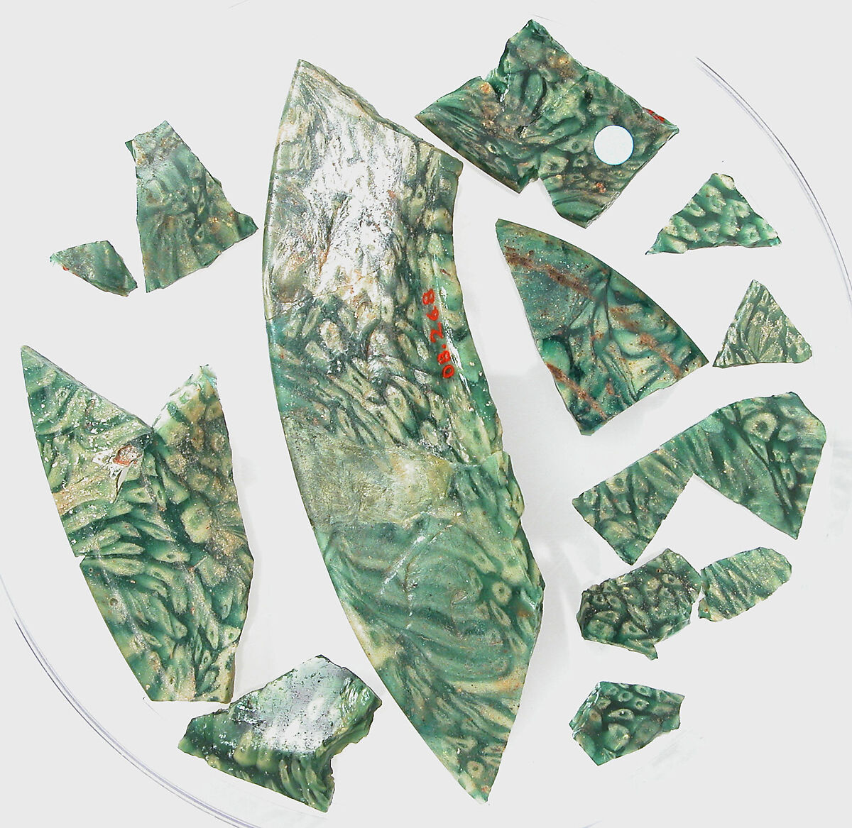 Glass Fragments from a Vessel, Glass (green), Coptic 