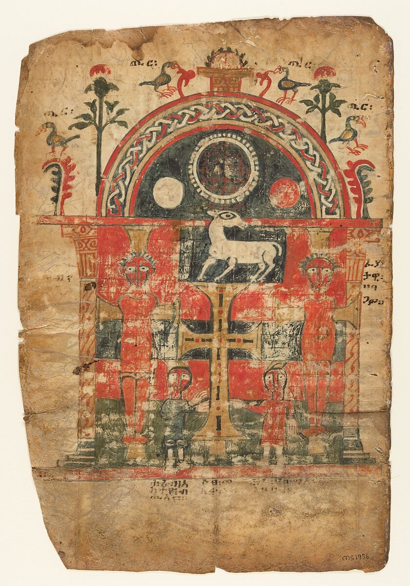 Double-Sided Gospel Leaf, Tempera on parchment, Ethiopian
