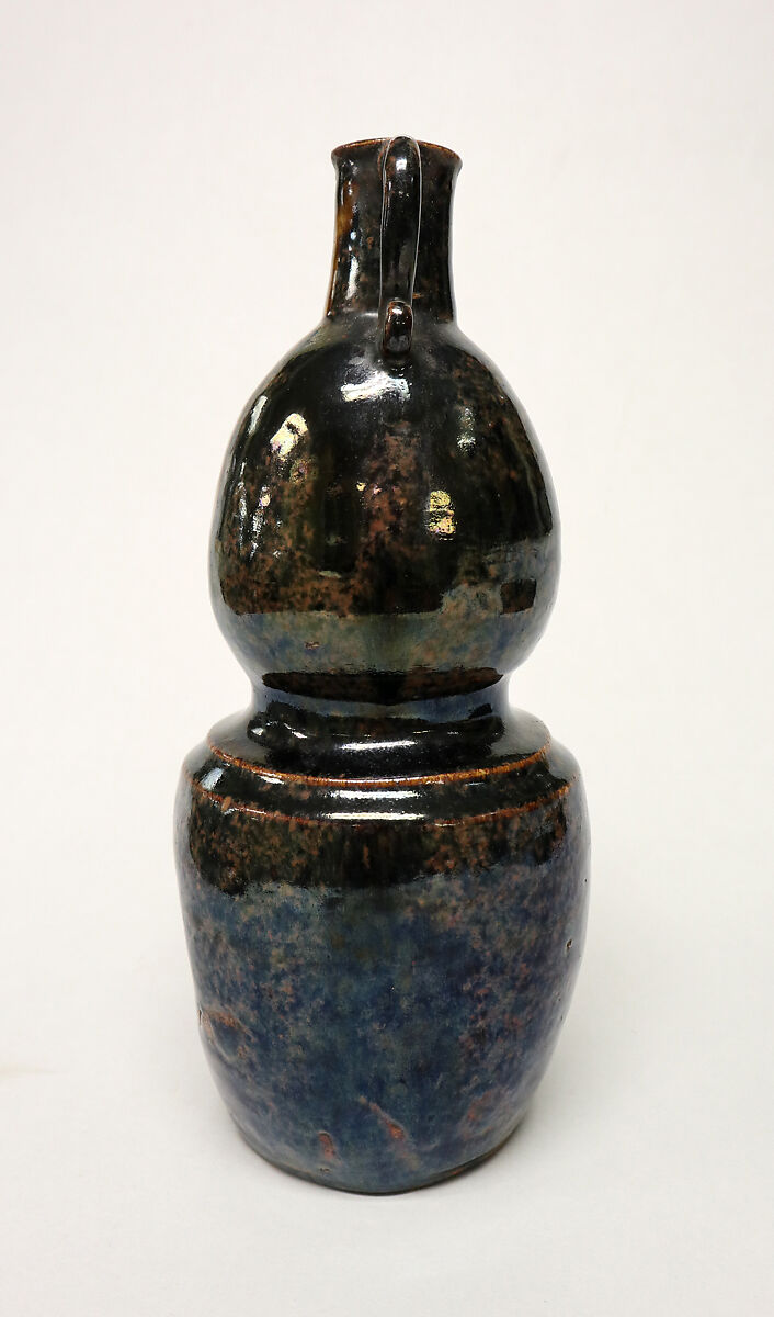 Bottle, Clay covered with a mottled glaze (Seto ware), Japan