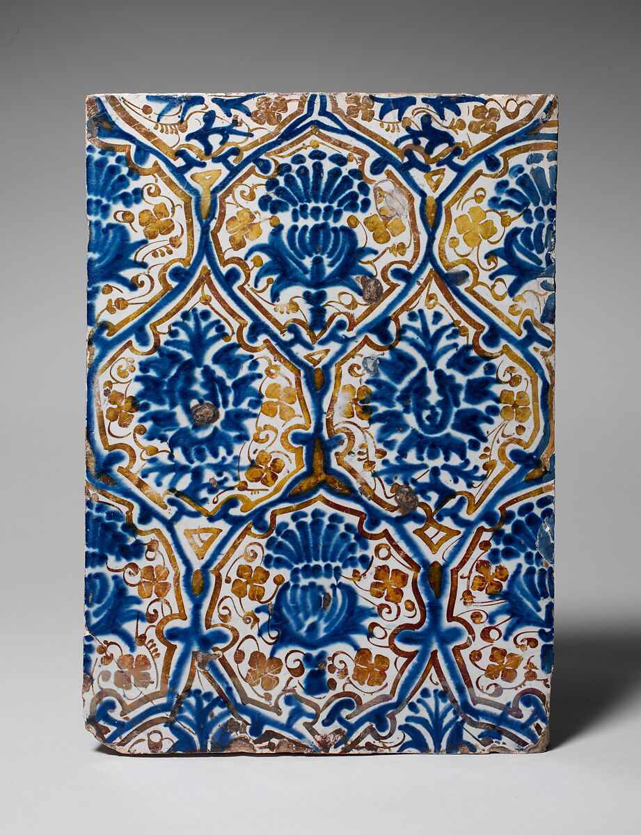 Lusterware Tile, Glazed earthenware, Spanish 