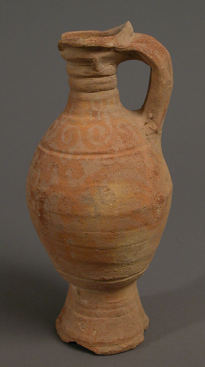 Jug, Earthenware, slip decoration, Coptic 