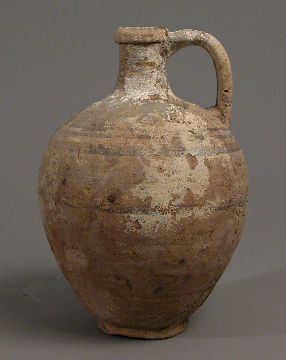 Jug, Earthenware, slip decoration, Coptic 