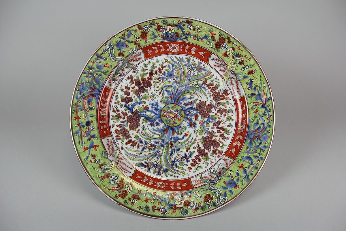 Dish, Porcelain painted in underglaze blue and overglaze polychrome enamels, China 