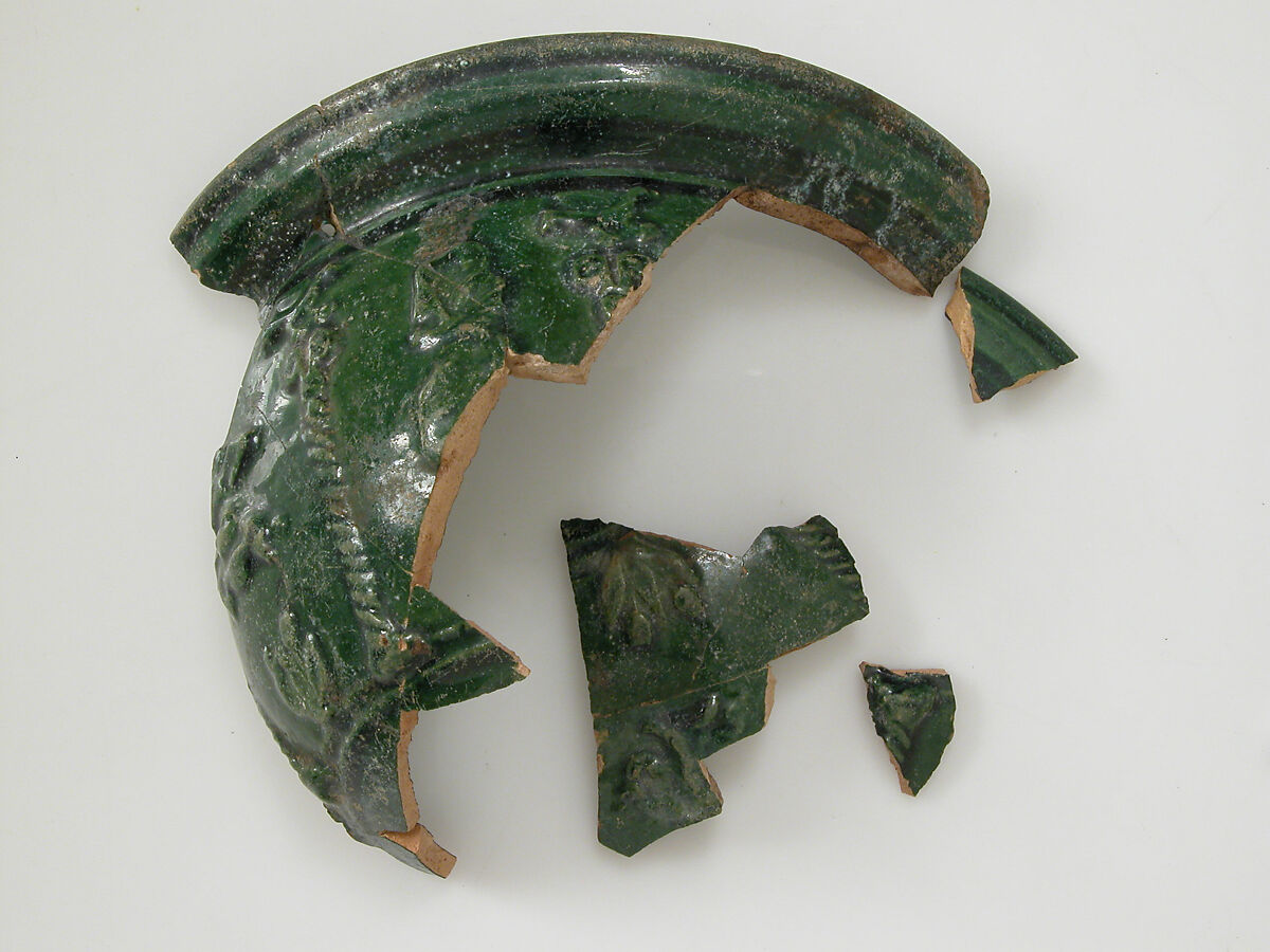 Fragments of a Bowl, Earthenware, glazed, Coptic 