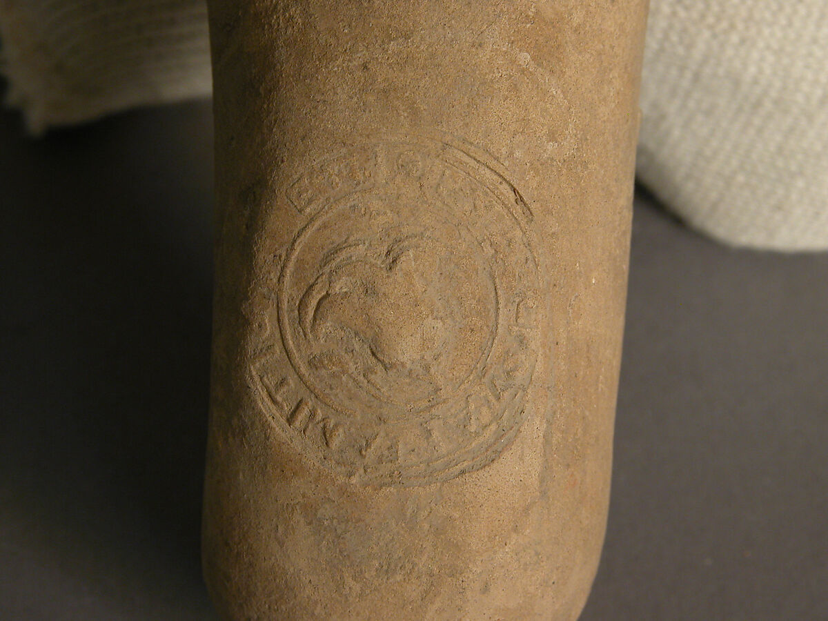 Fragment of a Pot Handle, Earthenware with impression, Coptic