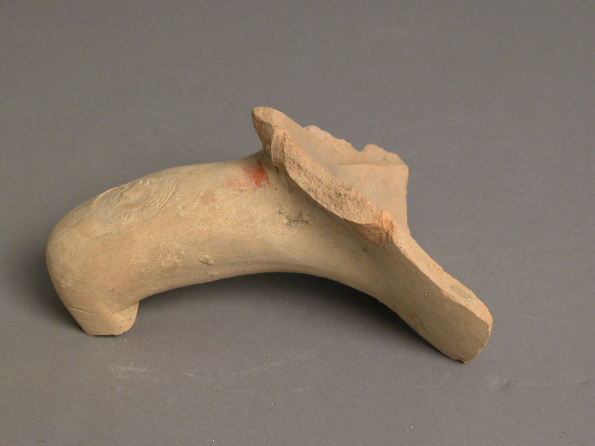 Fragment of a Pot Handle, Earthenware with impression, Coptic 
